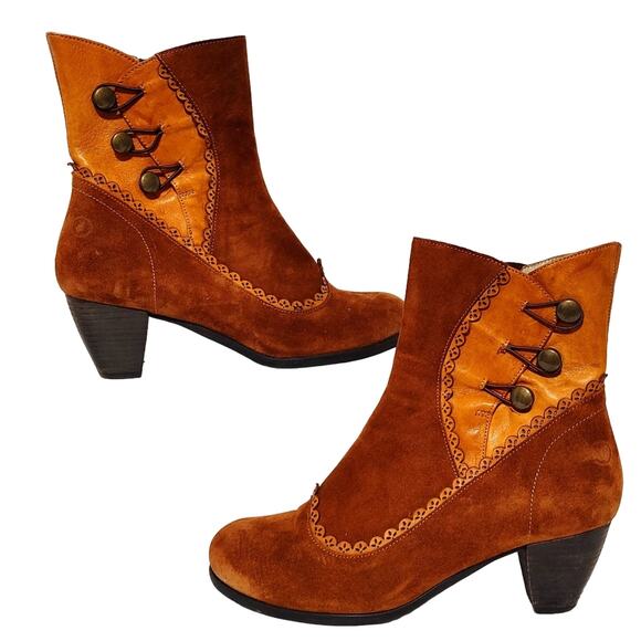 Casta Sundance Anda Ankle Boots Western Victorian Brown Suede Womens EU 40 US9.5 - Picture 1 of 6